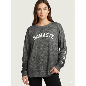 C&C California Woman 1X charcoal Gray Namaste Star Graphic Pullover Top